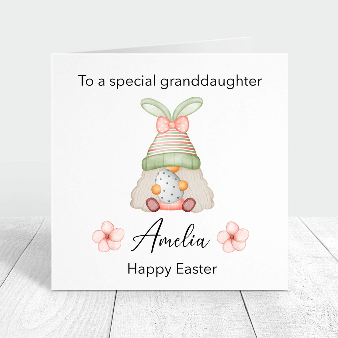 easter gonk personalised card for granddaughter