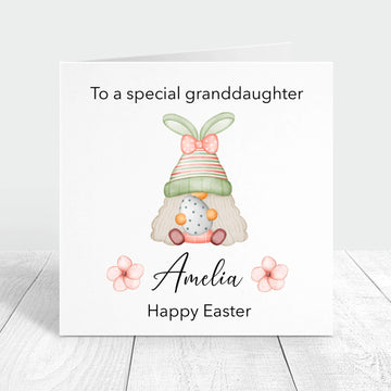 easter gonk personalised card for granddaughter