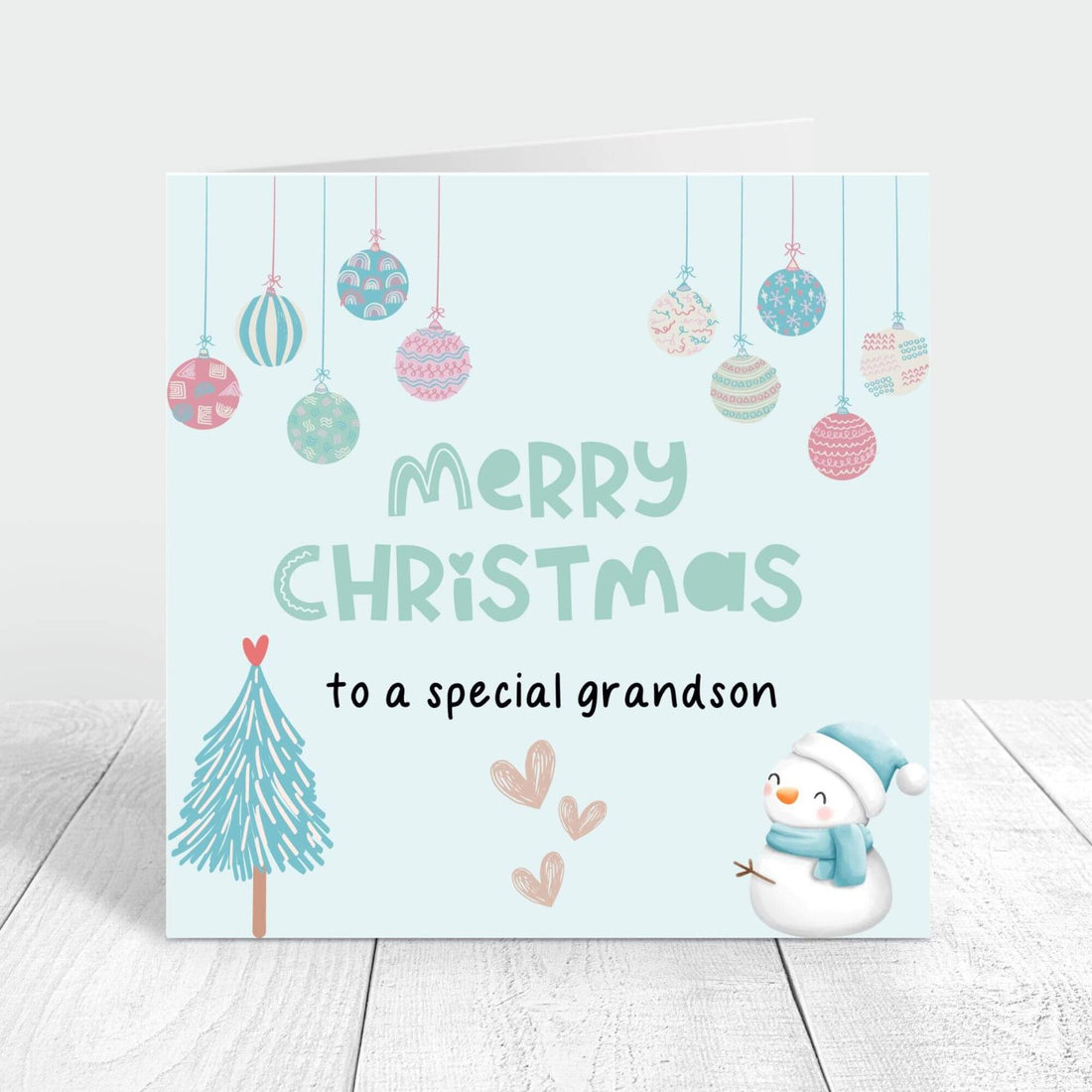 Merry Christmas to a special grandson blue card