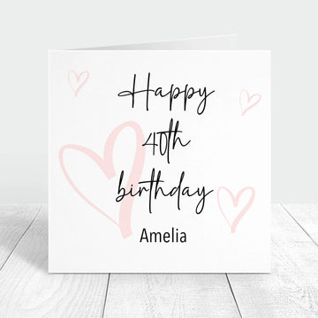 happy 40th birthday personalised card