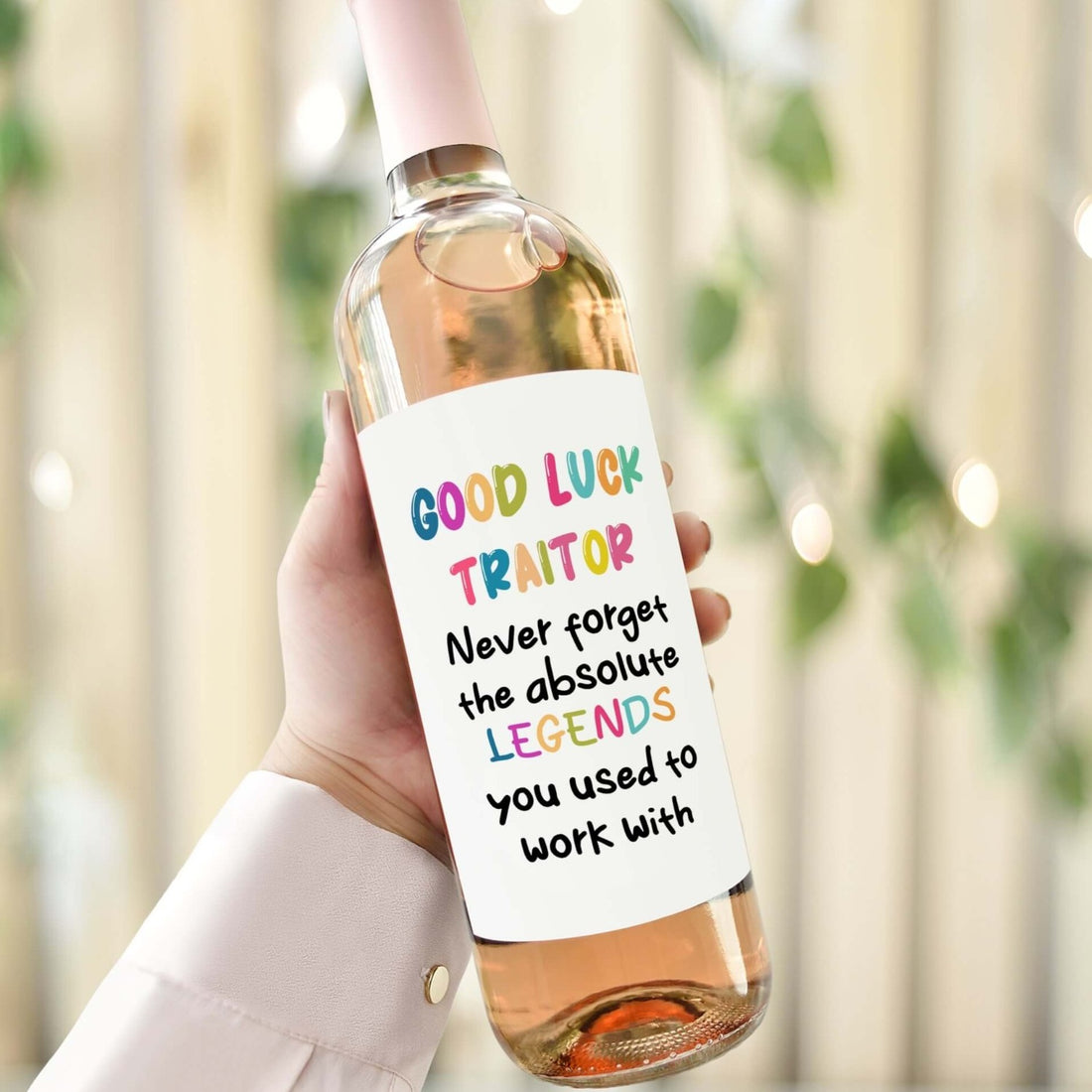 good luck traitor funny custom wine bottle label