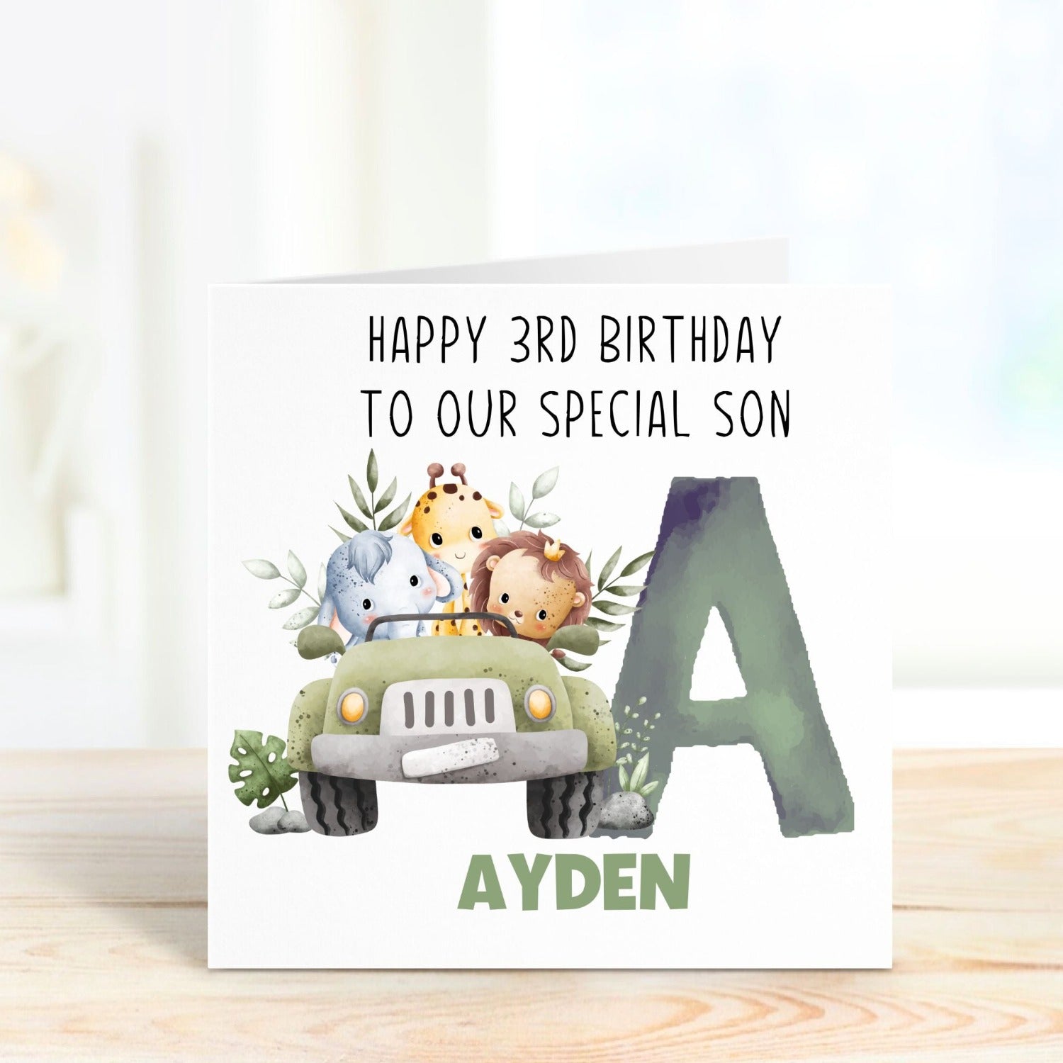 3rd birthday card safari themed personalised