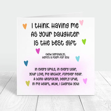 personalised birthday card for mum from daughter with poem