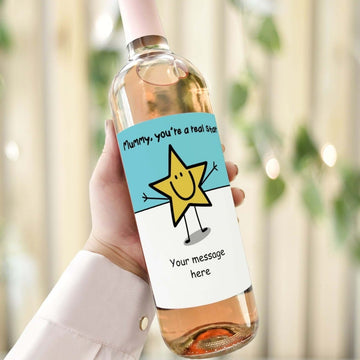 personalised wine label to make a bespoke bottle of wine for mum