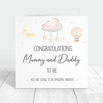 congratulations mummy and daddy to be new baby personalised card