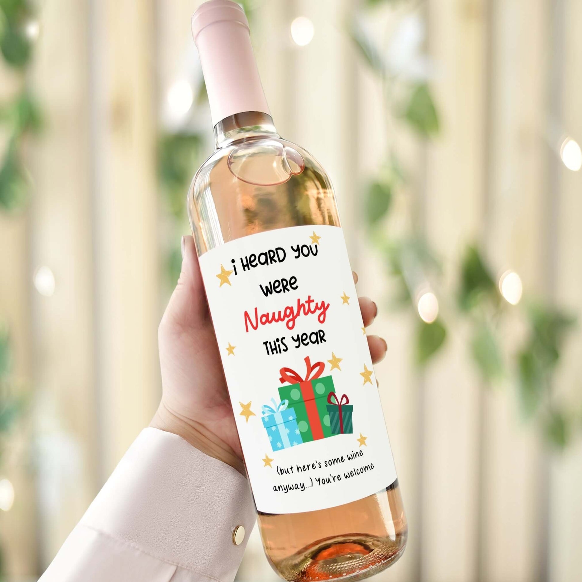 i heard you were naughty this year funny christmas wine label