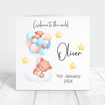 welcome to the world baby boy personalised card