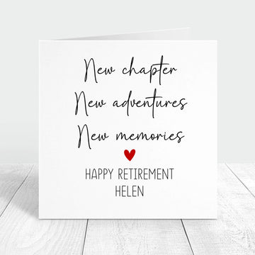 new chapter new adventures new memories retirement card