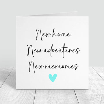new home new adventures new memories personalised card