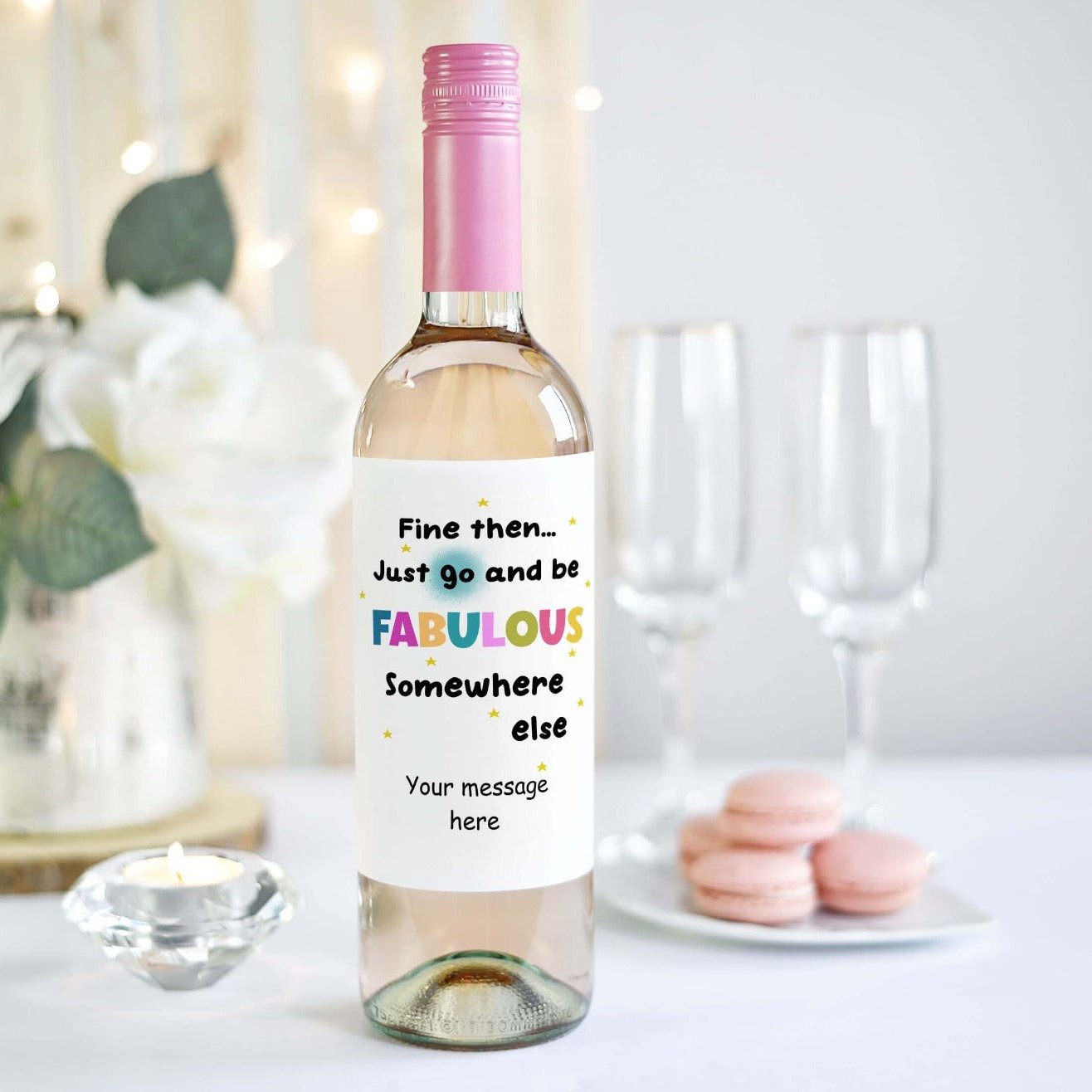 funny wine label to make a bespoke bottle as a new job gift for friends