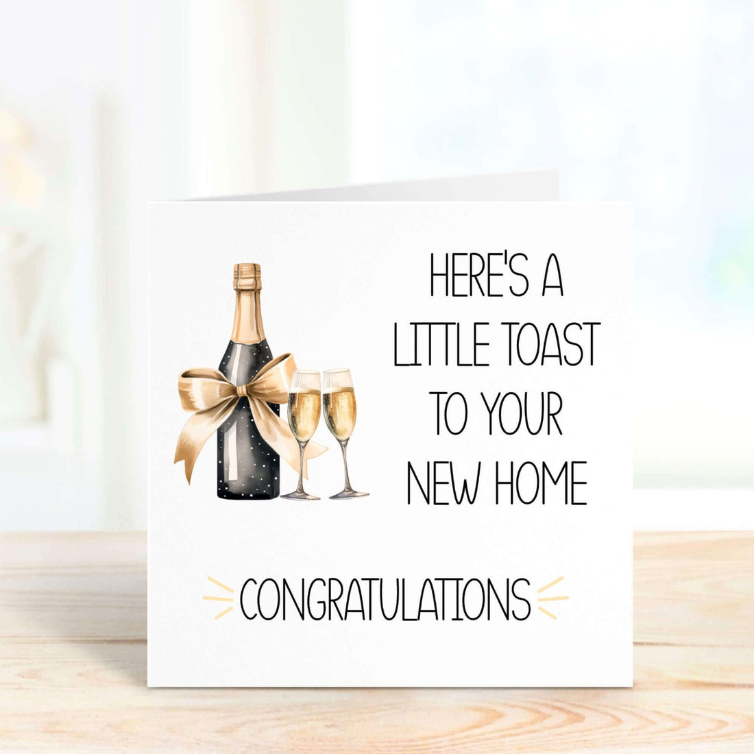 here's a little toast to your new home personalised card
