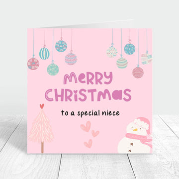 merry christmas card for niece in pink