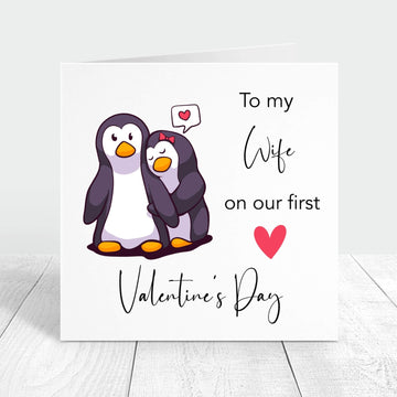 penguin couple card our first valentine together to my wife