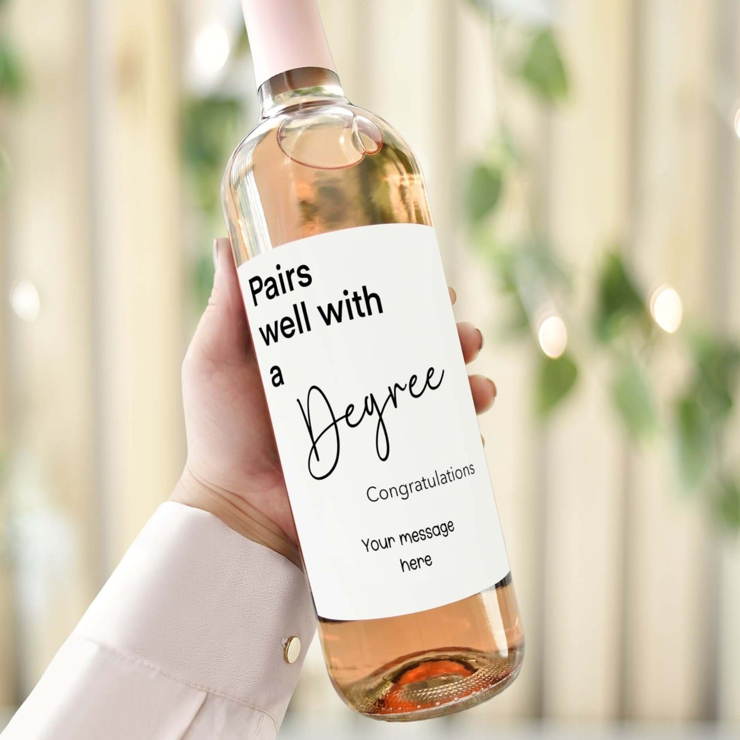 pairs well with a degree wine bottle label