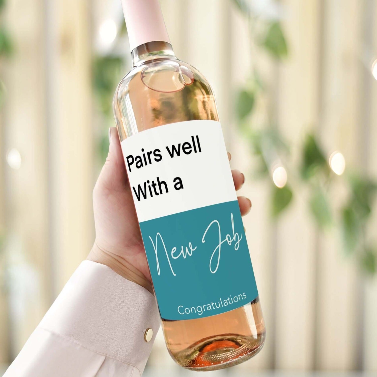 pairs well with a new job wine bottle label