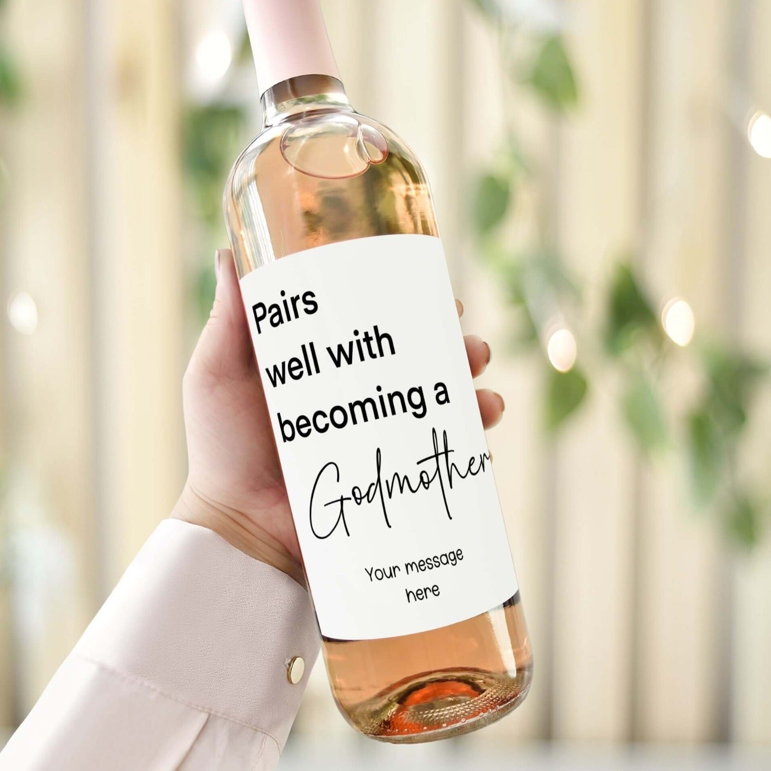 pairs well with becoming a godmother wine label