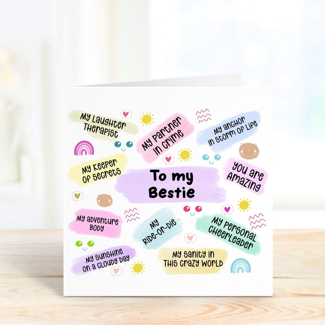 personalised birthday card for bestie with affirmations