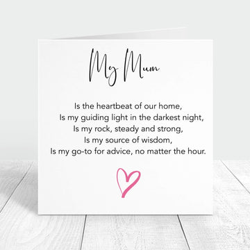 my mum poem personalised card