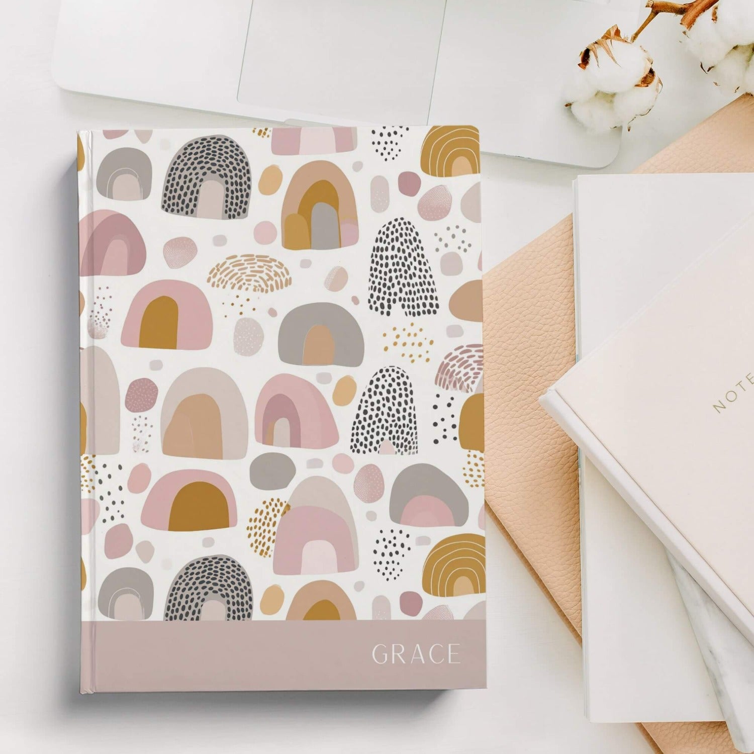 cute rainbow personalised hardcover notebook