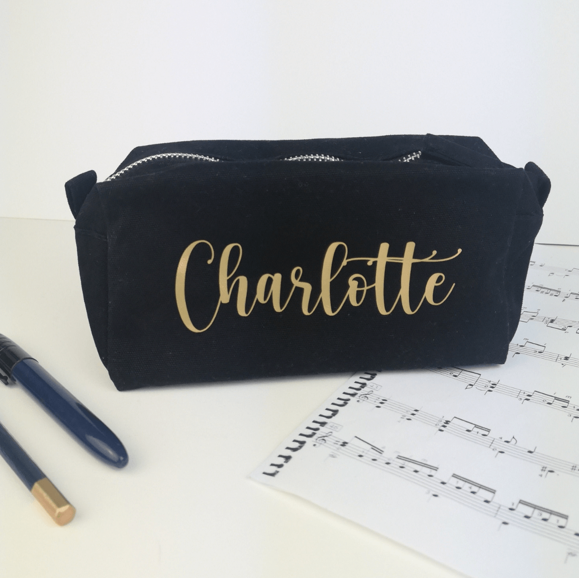 personalised black pencil case with name