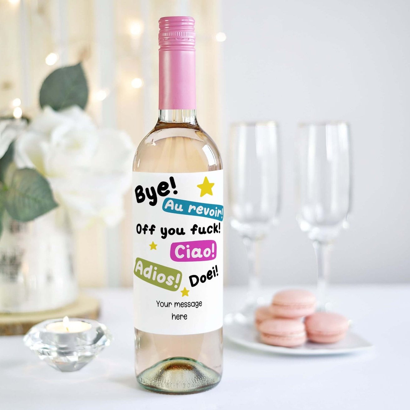 new job gift personalised wine bottle label