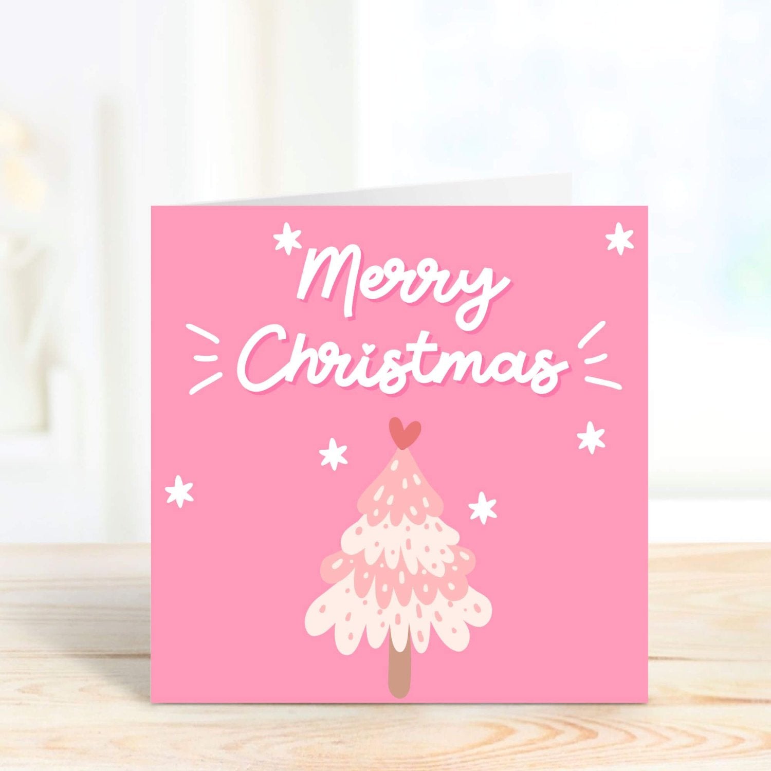 Pink Merry Christmas card