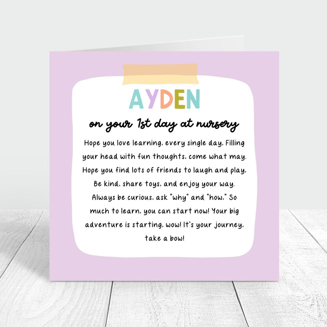 on your first day at nursery card with poem