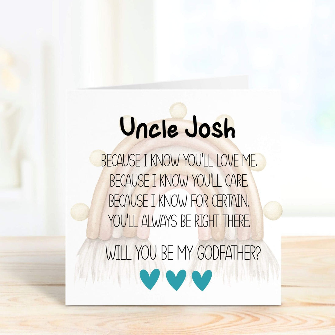 Will you be my godfather personalised card with poem