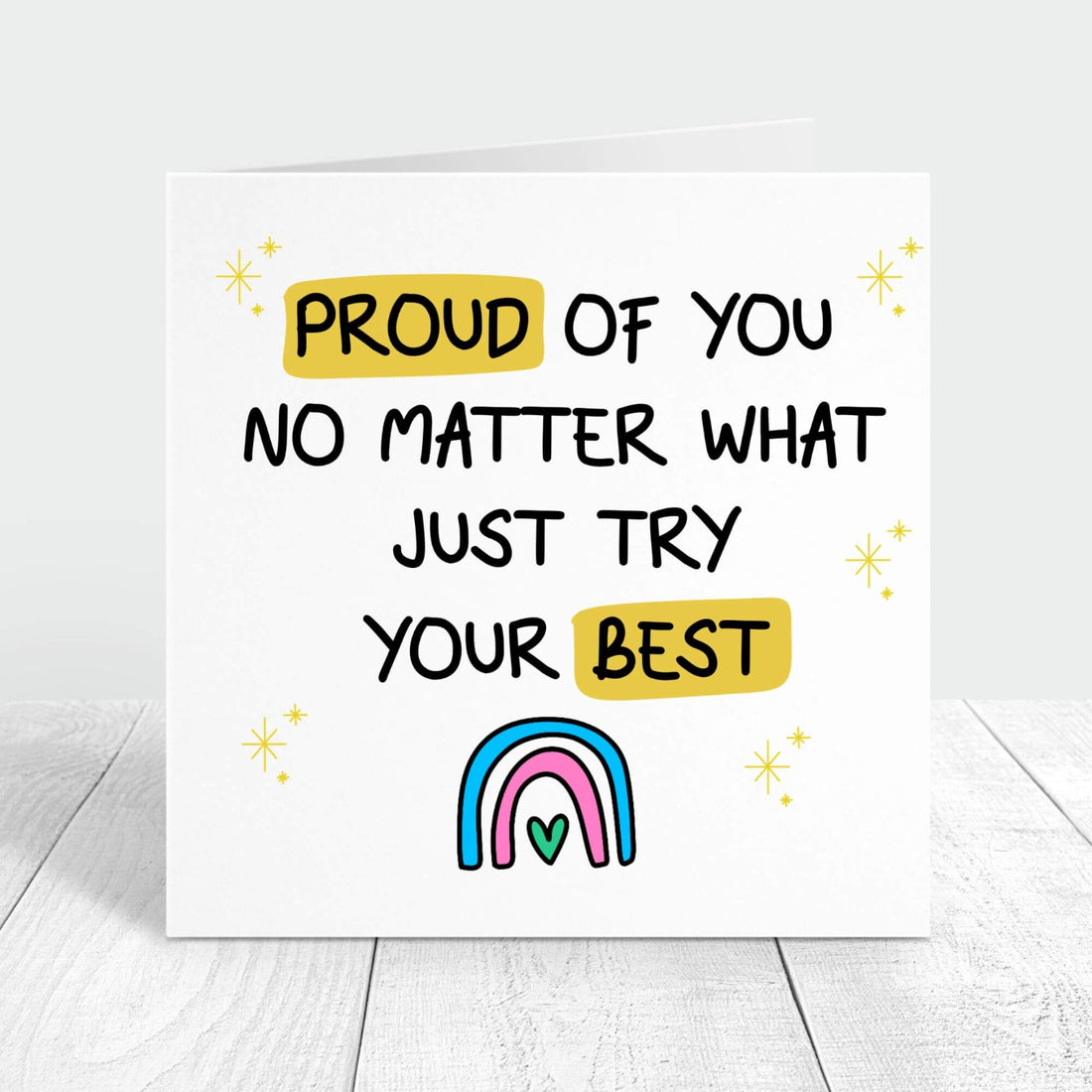 good luck card personalised and with the message proud of you no matter what