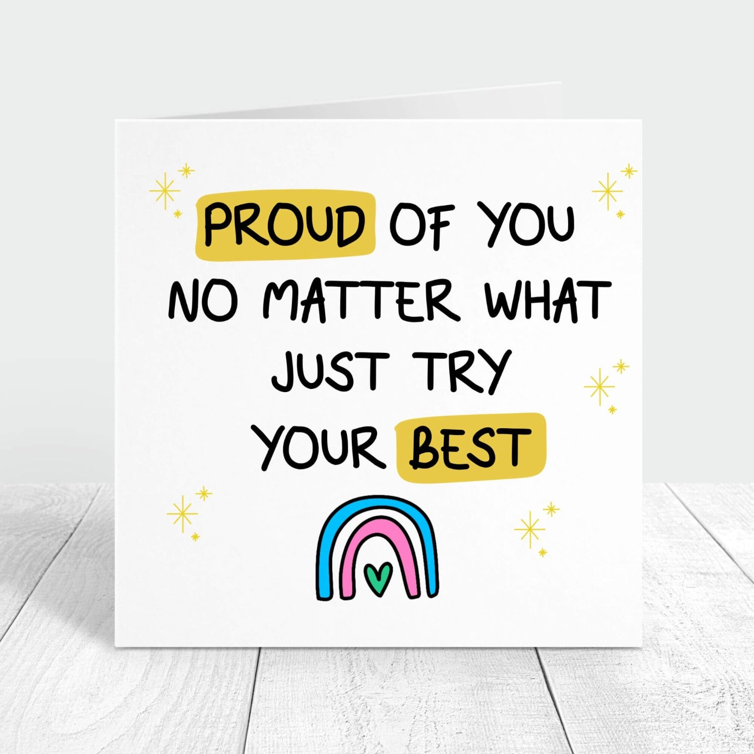 good luck card personalised and with the message proud of you no matter what