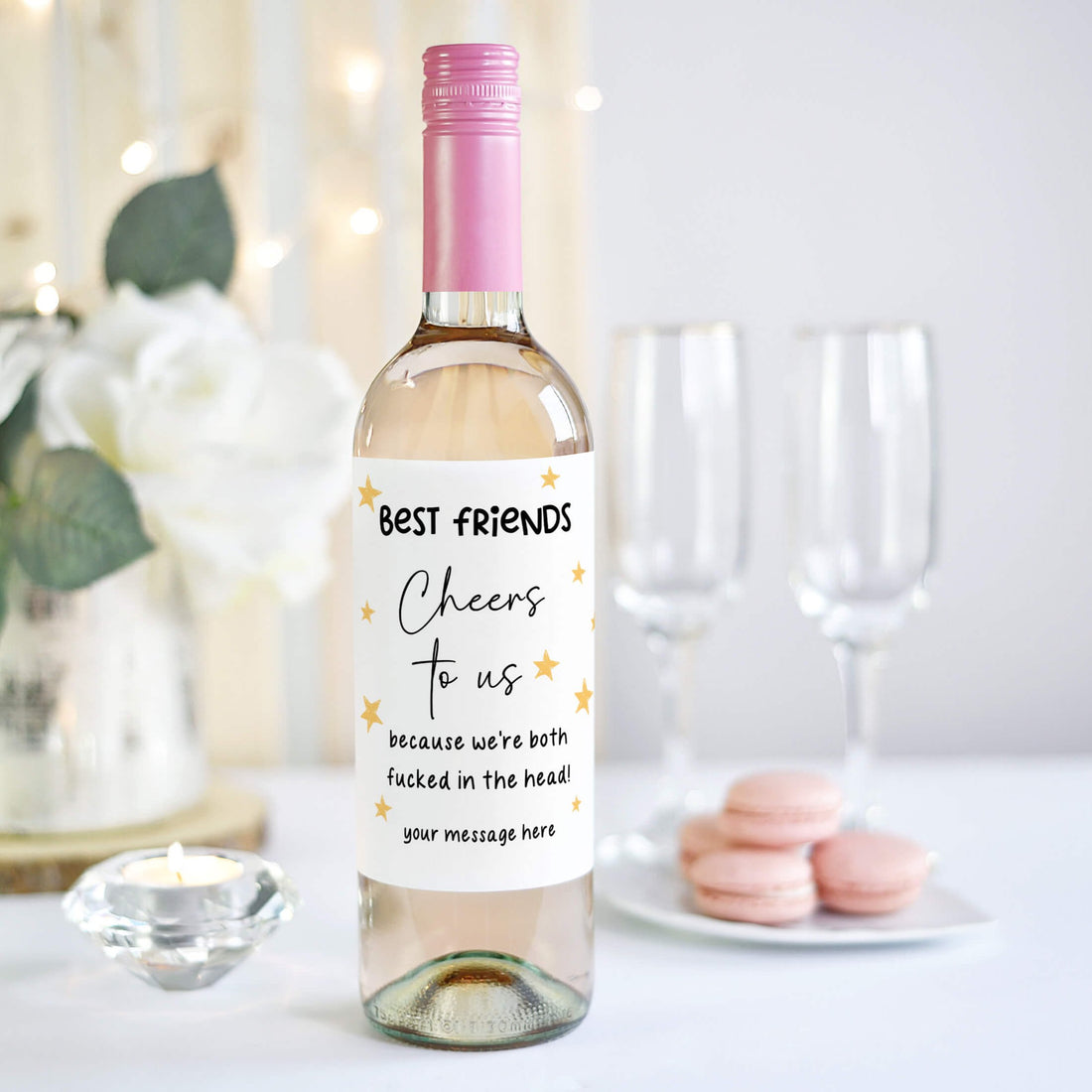personalised wine bottle labels for best friends cheers to us