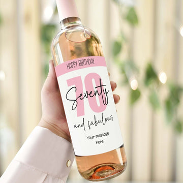 personalised happy 70th birthday wine bottle label
