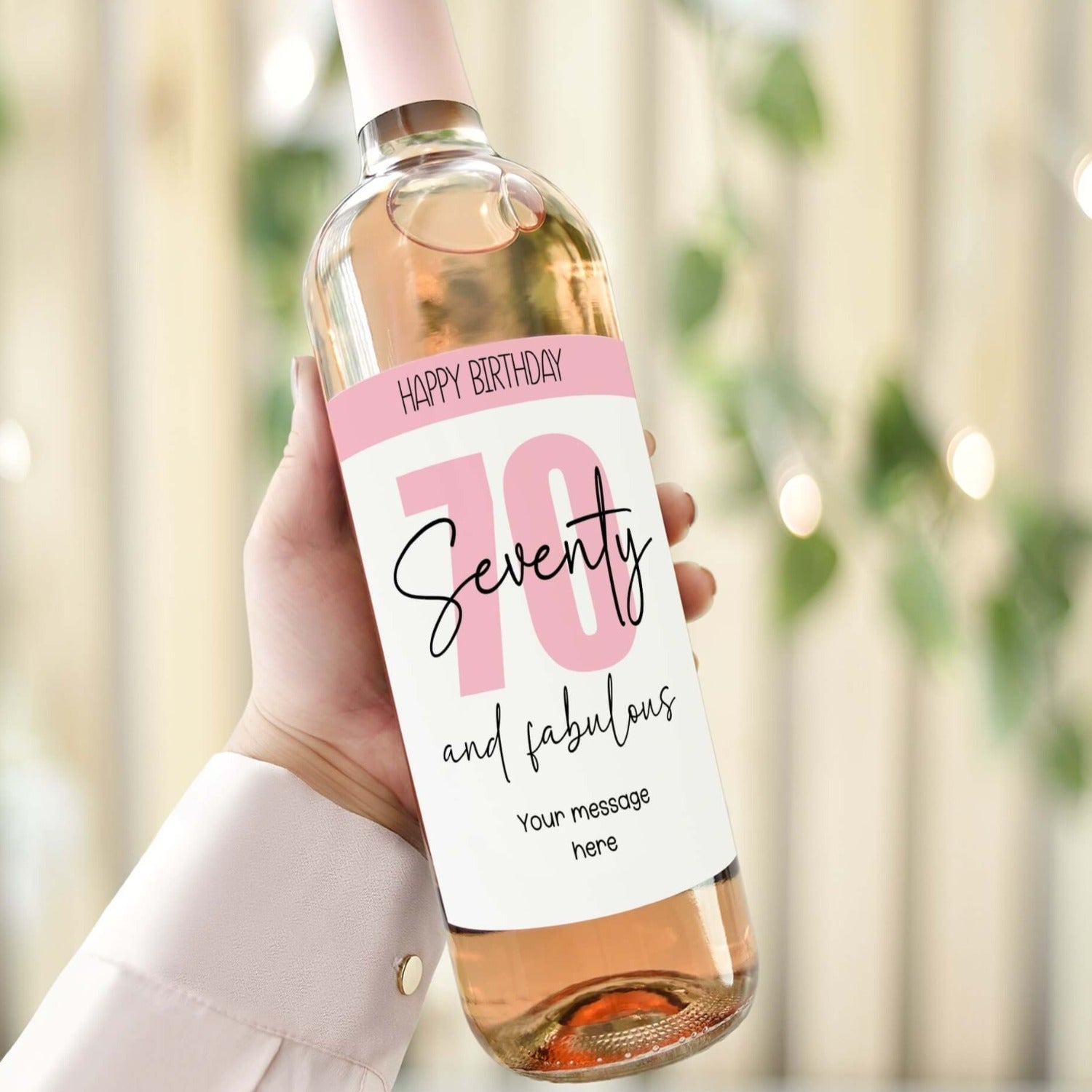 personalised happy 70th birthday wine bottle label