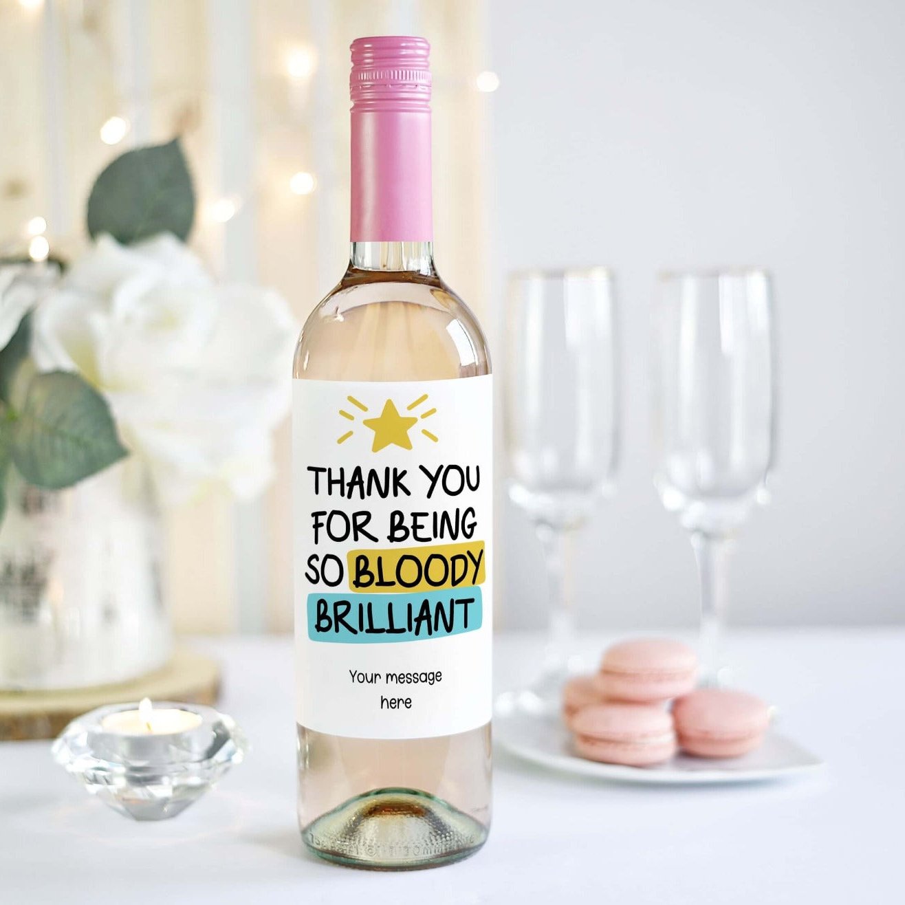 wine bottle label customised thank you gift
