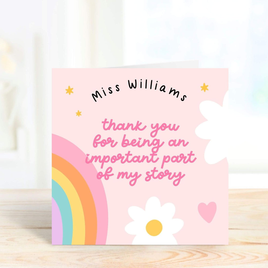 thank you for being an important part of my story card for teacher