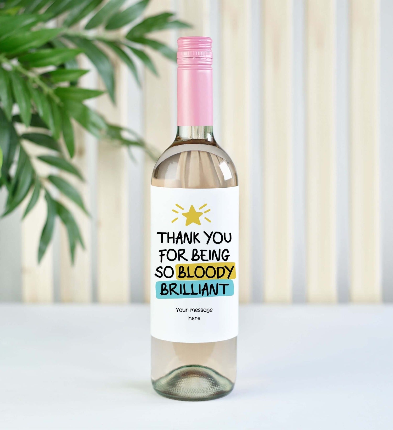 funny thank you gift personalised wine label