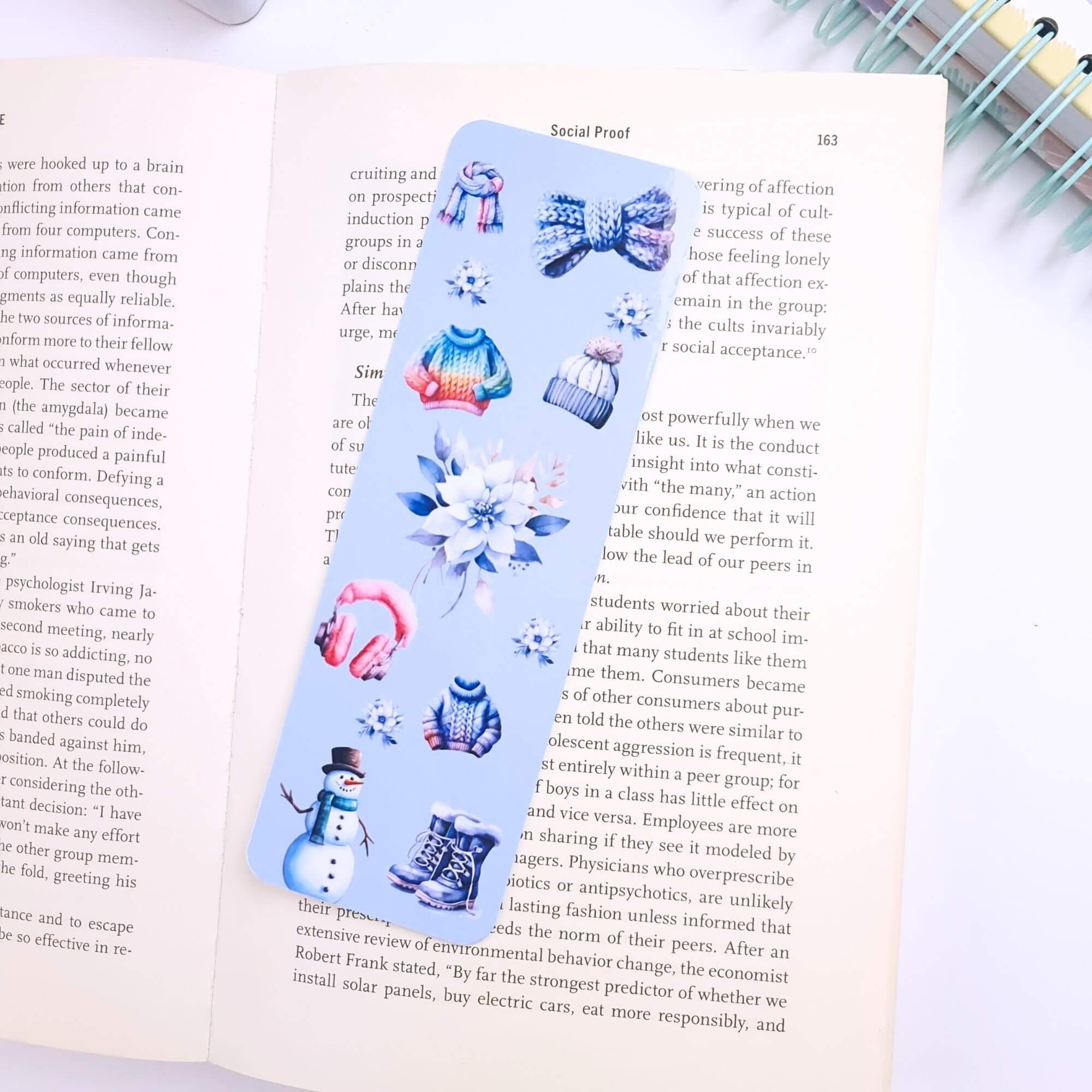 winter bookmark with cute elements