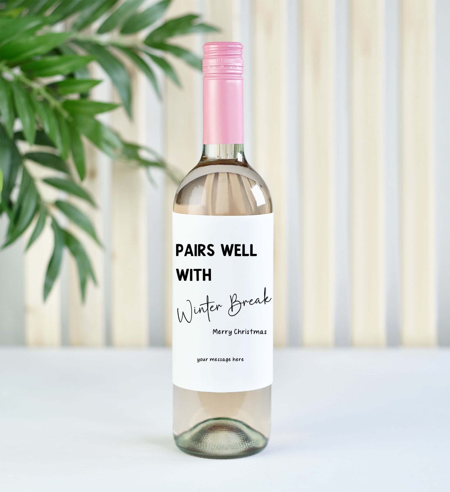 christmas wine bottle label - winter break